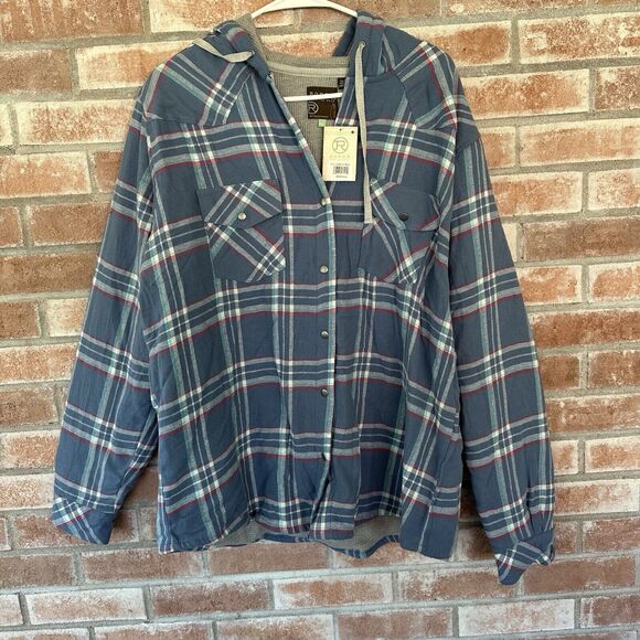 NWT Roper 100% Cotton Thermal Lined Hooded Snap Up Jacket Barn Coat XL Blue - Picture 3 of 12